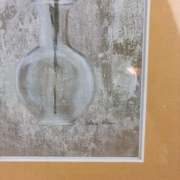 Cheri Blum Yellow Tulips in Vase Painting White Framed 9x18 Cracked Linen Set 2 - Picture 6 of 9